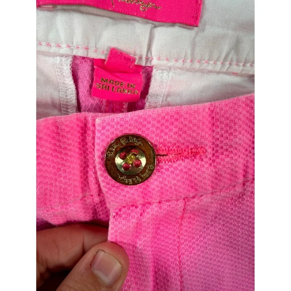 Lilly Pulitzer Buttercup Short Women 00 Pink Cotton Scalloped Hem Casual Stretch